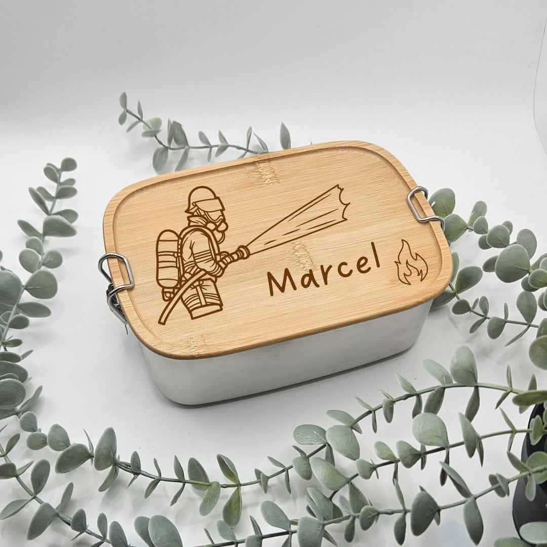 Brotdose "Feuerwehr" mit Wunschgravur