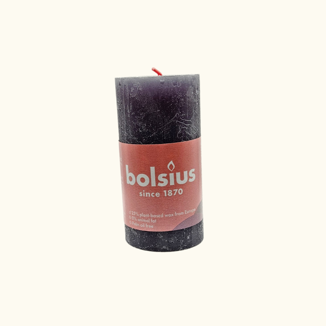 Bolsius Rustik Stumpenkerze 100/50 mm - Stürmisches Grau