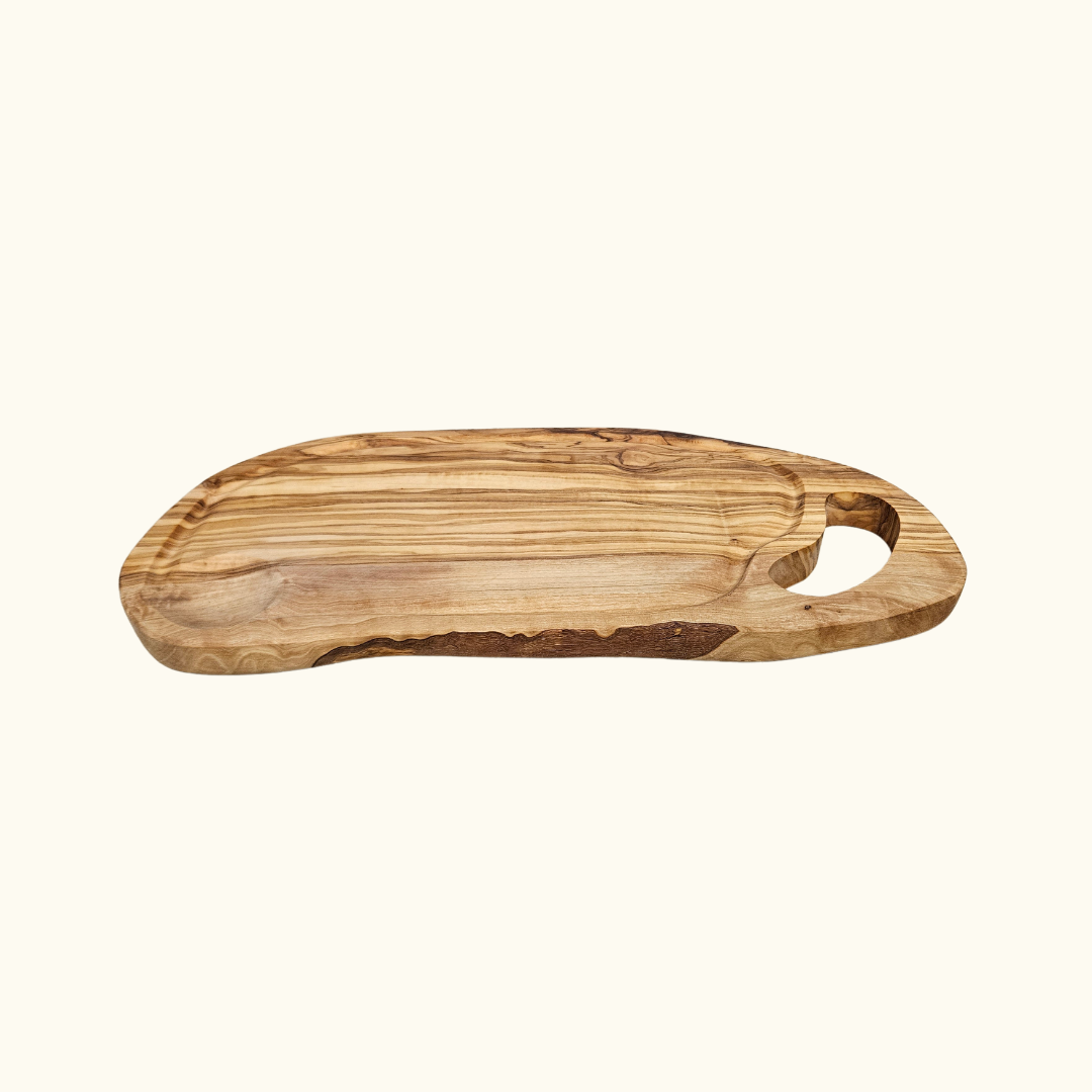 Steakbrett mit Saftrille ca. 35 cm aus Olivenholz