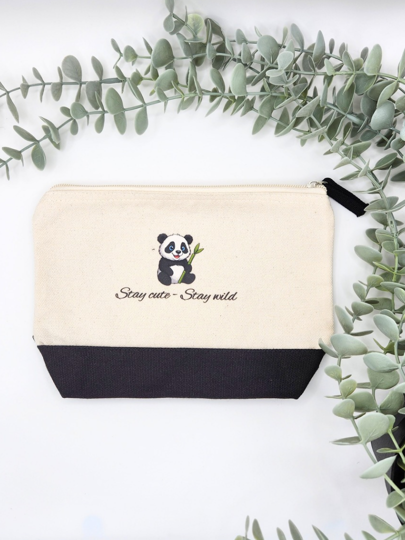 Kosmetiktasche "Stay cute - Stay wild" aus Baumwolle