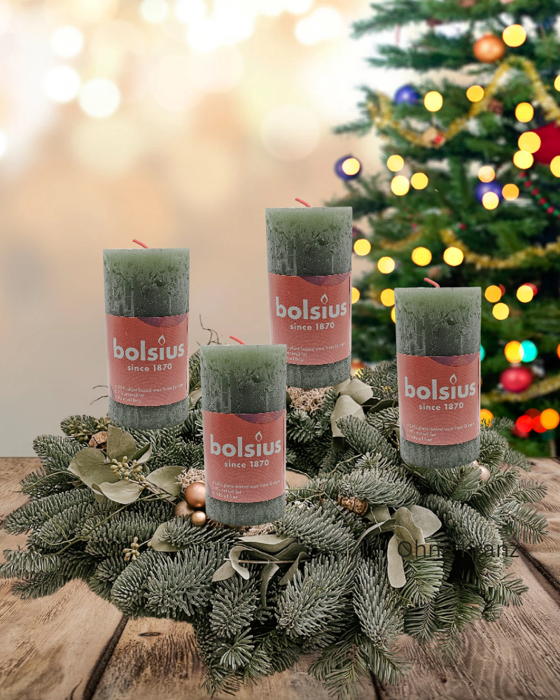 Stumpenkerzenset für Adventskranz - Grün