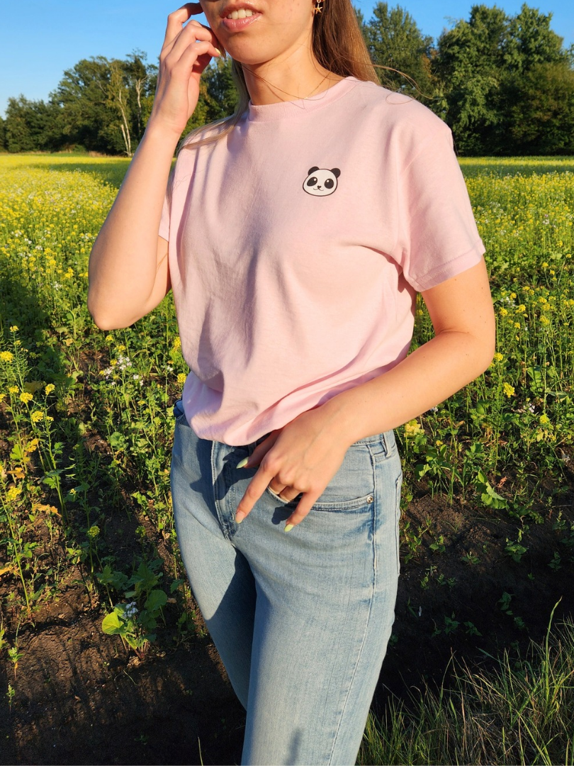 Unisex Panda T-Shirt - Schrift hinten - verschiedene Farben