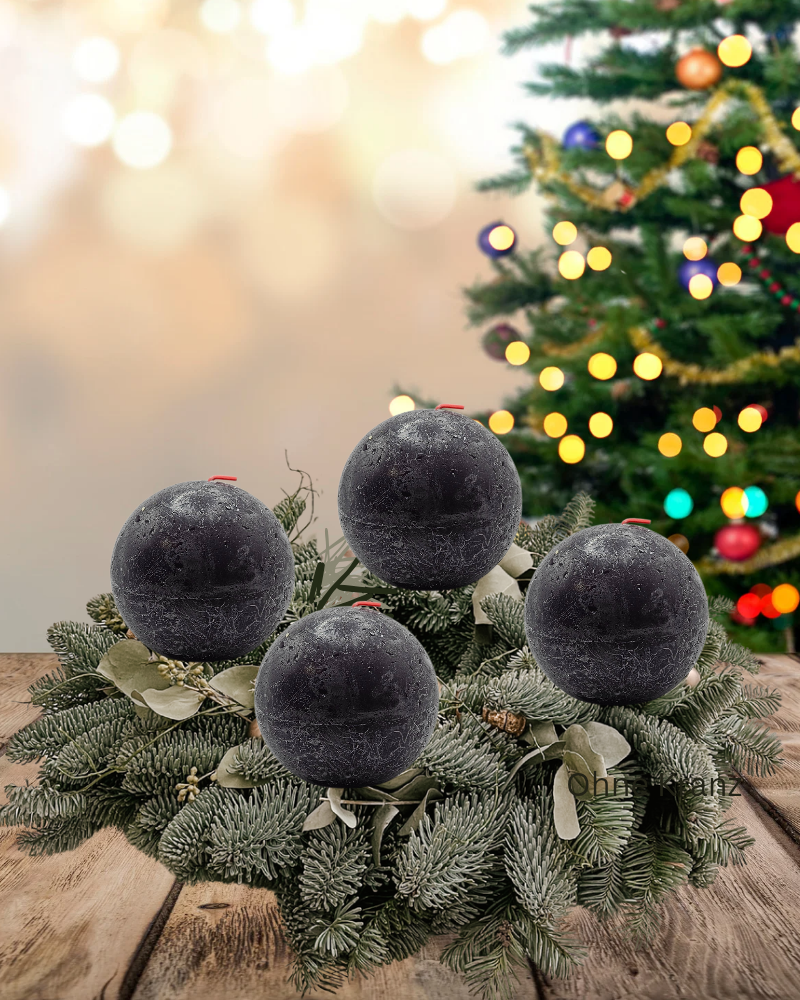 Kerzenset für Adventskranz - grau rund