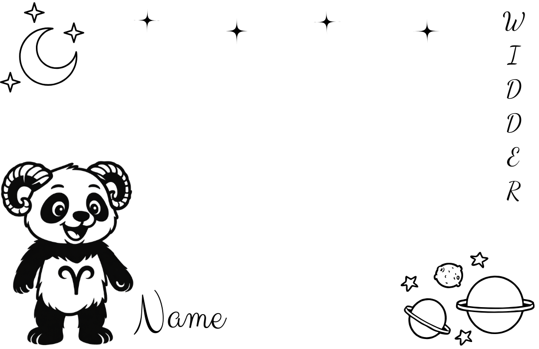 Sternzeichen "Panda-Edition" Brett mit Namen personalisiert aus Buchenholz