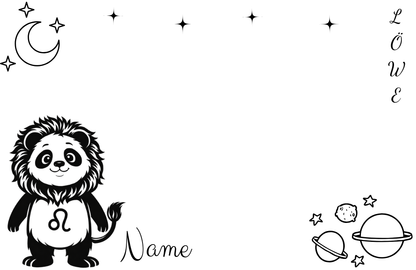 Sternzeichen "Panda-Edition" Brett mit Namen personalisiert aus Buchenholz