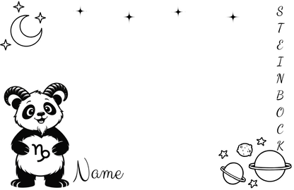 Sternzeichen "Panda-Edition" Brett mit Namen personalisiert aus Buchenholz