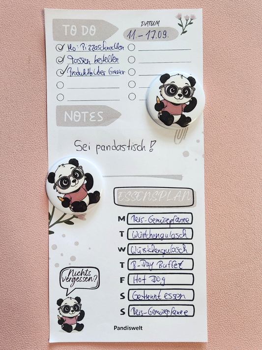 Magnet "Panda mit Kugelschreiber" - Ø 3,8cm