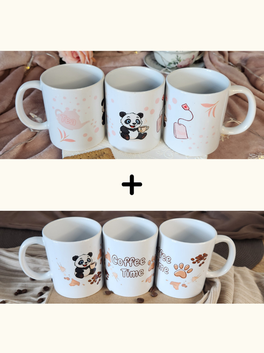 Coffee Time & Tea Time Tasse mit Pandamotiv - Bundle