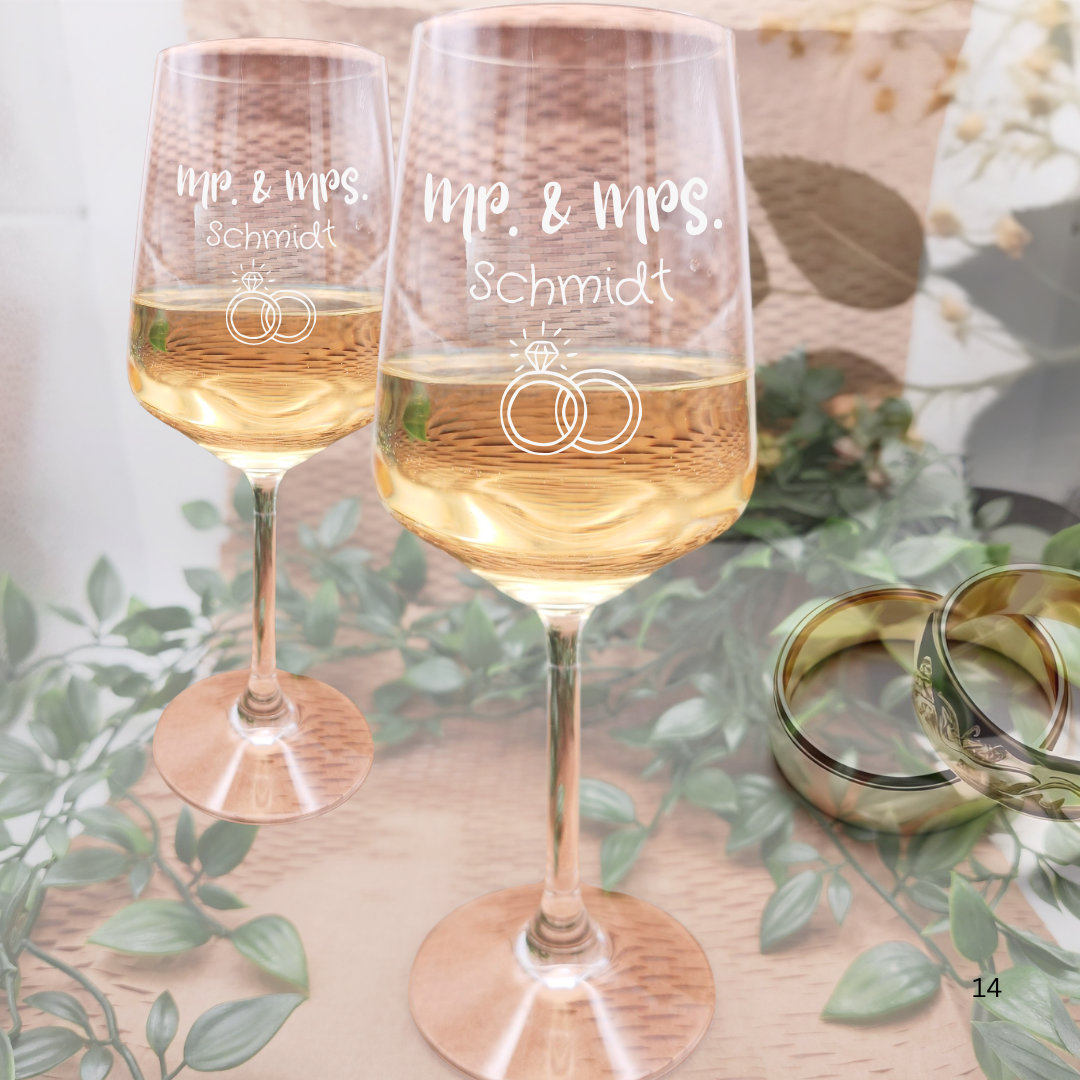 Personalisiertes Weinglas Set Mr. & Mrs