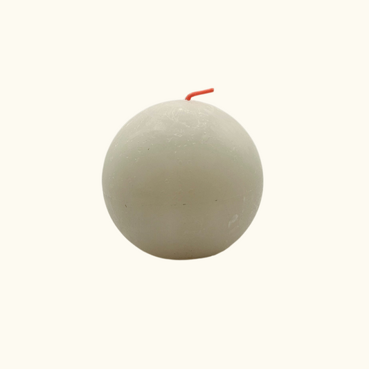Rustik Kugelkerze 76mm - Weiß