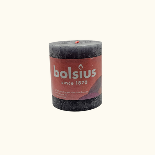 Bolsius Rustik Stumpenkerze 80/68 mm - Stürmisches Grau