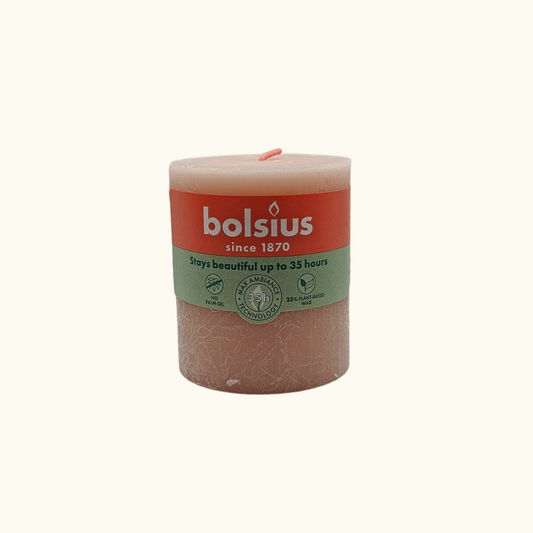 Bolsius Rustik Stumpenkerze 80/68 mm - Nebliges Rosa