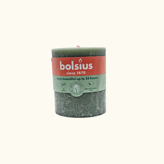 Bolsius Rustik Stumpenkerze 80/68 mm - Frische Olive