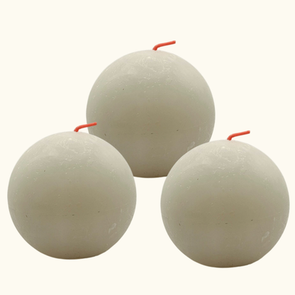 3er Set Bolsius Rustik Kugelkerze 76mm - Weiß