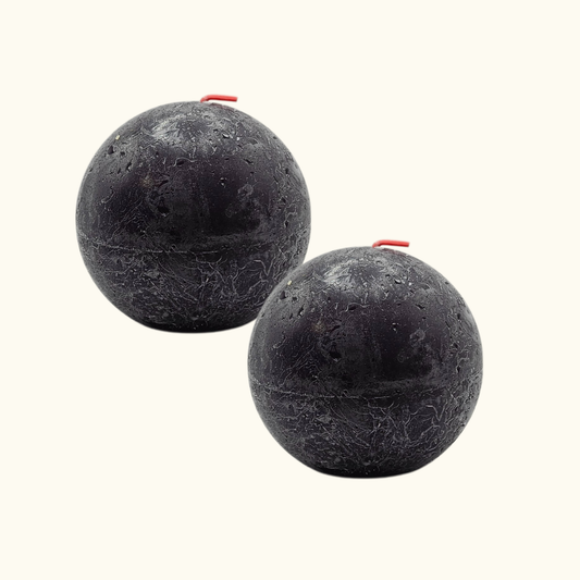 2er Set Bolsius Rustik Kugelkerze 76mm - Stürmisches Grau