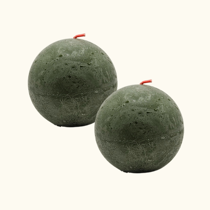 2er Set Bolsius Rustik Kugelkerze 76mm - Frische Olive