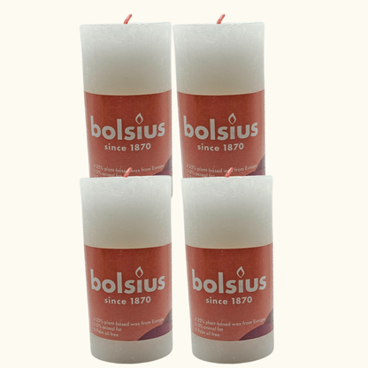 4er Set Bolsius Rustik Stumpenkerze 100/50 mm - Weiß