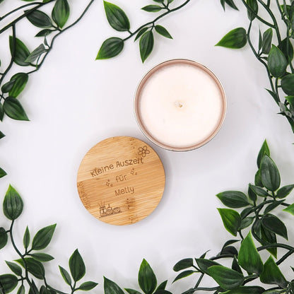 Personalisierte Vanille-Duftkerze in Rosegold - "Kleine Auszeit"
