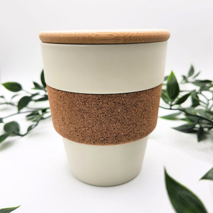 Personalisierter & nachhaltiger Kaffeebecher "to go" mit Korkband