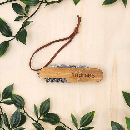 Personalisiertes Taschenmesser aus Bambus - mit Gravur