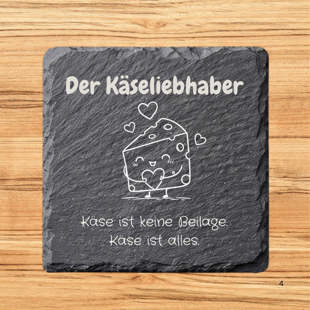 4er Set Schiefer Untersetzer für Raclette Pfännchen