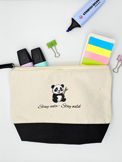 Kosmetiktasche "Stay cute - Stay wild" aus Baumwolle