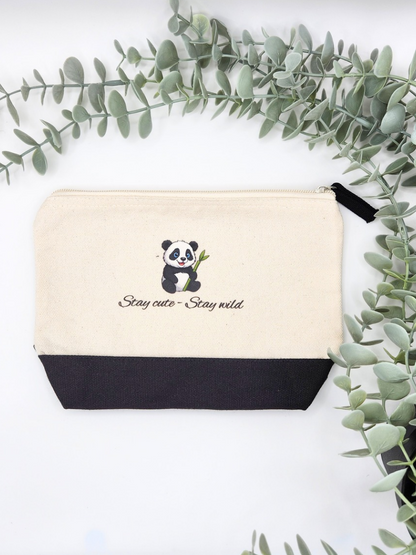 Kosmetiktasche "Stay cute - Stay wild" aus Baumwolle