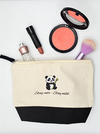 Kosmetiktasche "Stay cute - Stay wild" aus Baumwolle