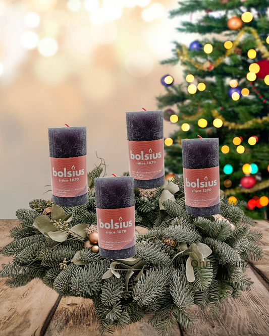 Stumpenkerzenset für Adventskranz - Grau