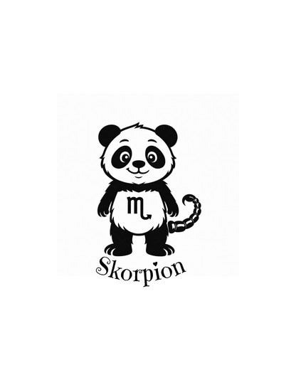 Sternzeichen "Panda-Edition" Schlüsselanhänger personalisiert aus Buchenholz