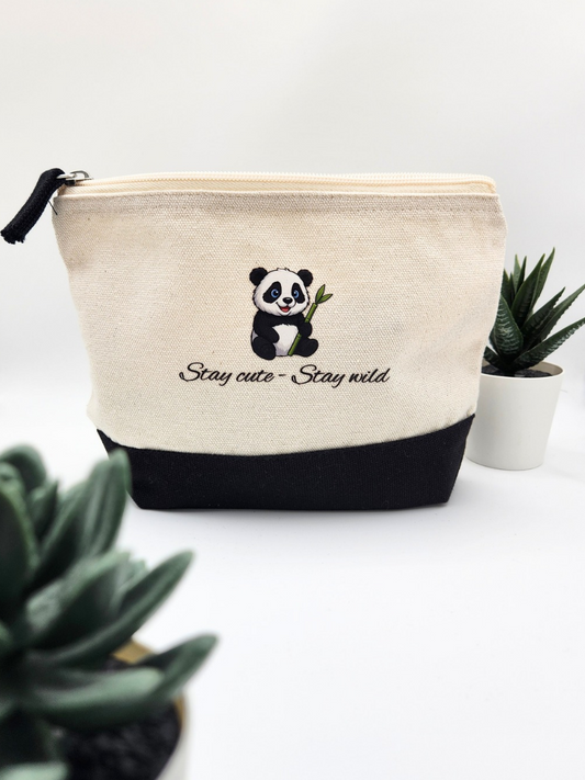 Kosmetiktasche "Stay cute - Stay wild" aus Baumwolle