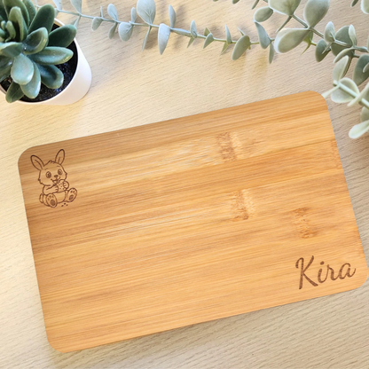 Personalisiertes Bambus Frühstücksbrett | Wunschname & Tiermotiv