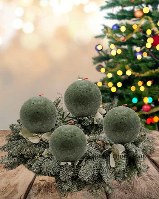 Kerzenset für Adventskranz - grün rund