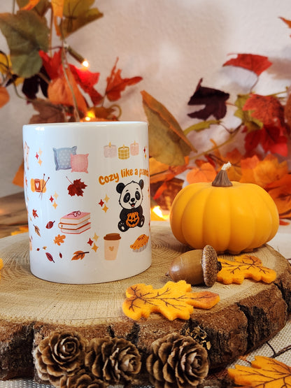 AKTION: Tasse "Cozy like a Panda" mit süßem Pandamotiv + Gratis Kürbisgeschenktasche