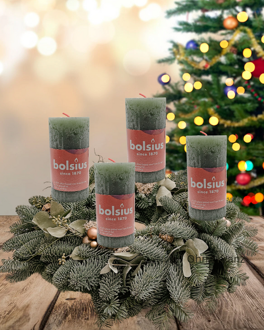 Stumpenkerzenset für Adventskranz - Grün