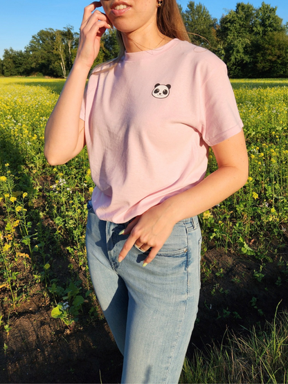 Unisex Panda T-Shirt - Schrift hinten - verschiedene Farben