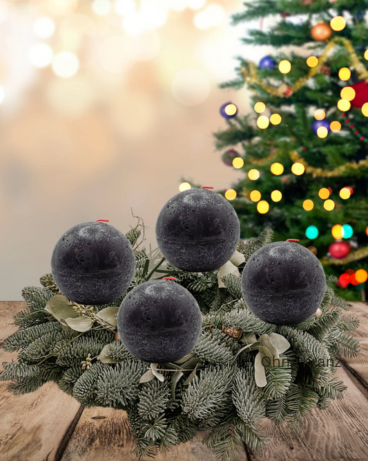 Kerzenset für Adventskranz - grau rund