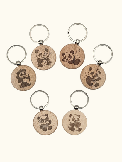 Runder Schlüsselanhänger aus Buchenholz - Motiv vorn & Name hinten (Ø 4 cm)