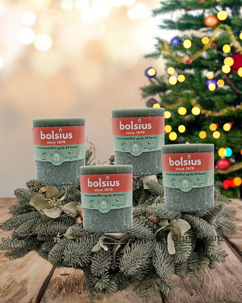 Stumpenkerzenset für Adventskranz - Grün